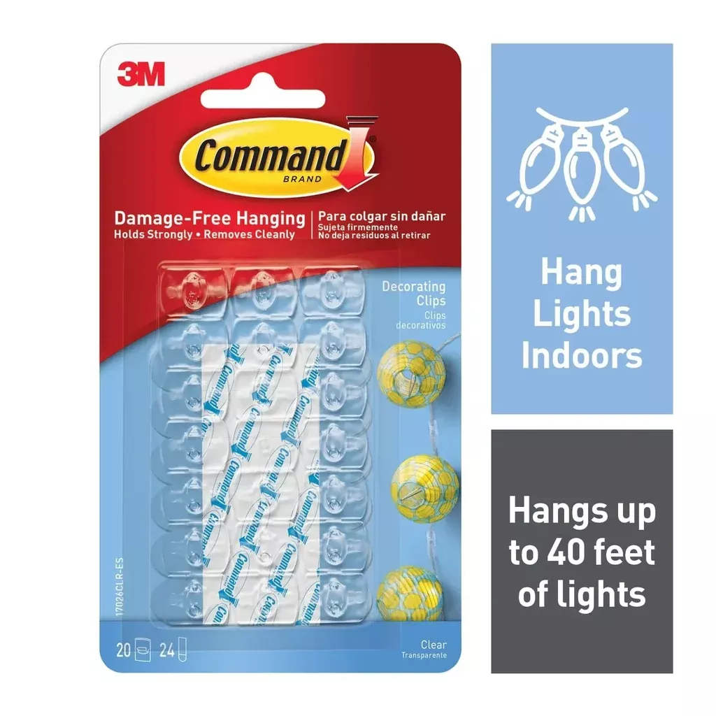 Command Decorating Clips, Clear, 20 Wall Hooks