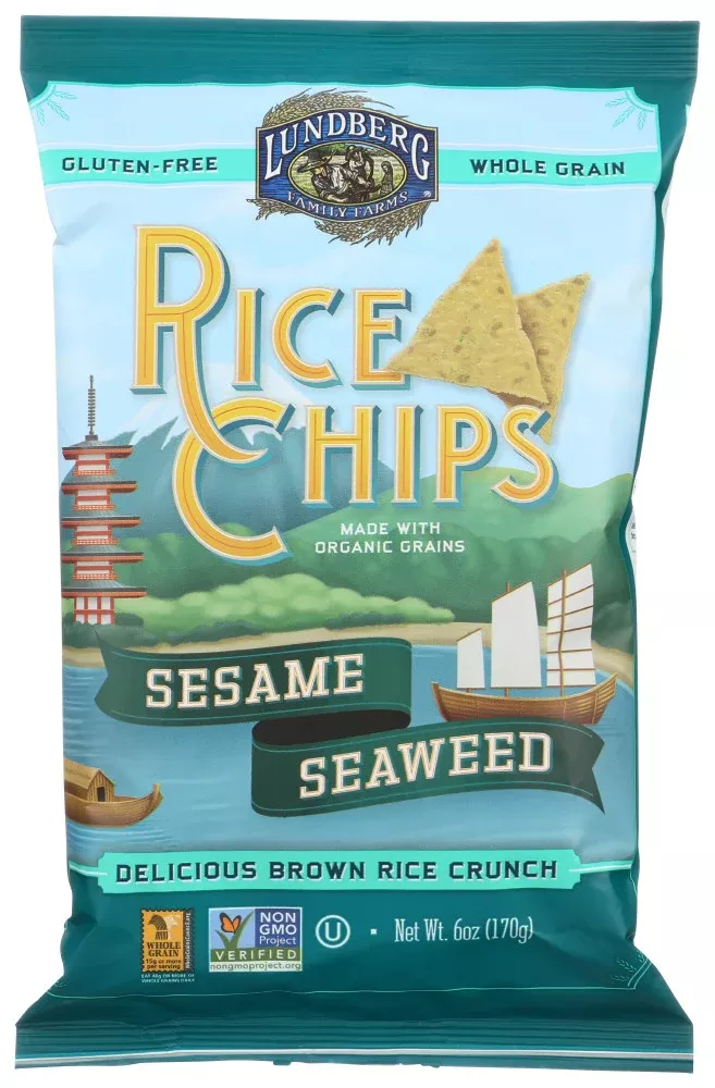 Lundberg Farms Sesame Seaweed Rice Chips- Case Of 12 - 6 Oz - Lundberg Family Farms
